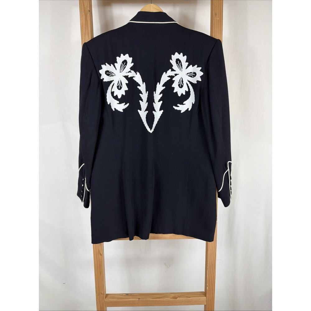 Vintage Y2K Karen Kane Black White Detail One Button Blazer #1299 Size 10 - Picture 5 of 6